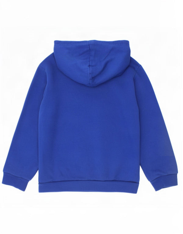 Adidas Boys Graphic Hoodie Jumper 7-8 Years Blue Colourblock Cotton
