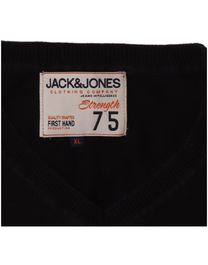 Maglione maglione con scollo a V da uomo Jack & Jones XL Blu navy