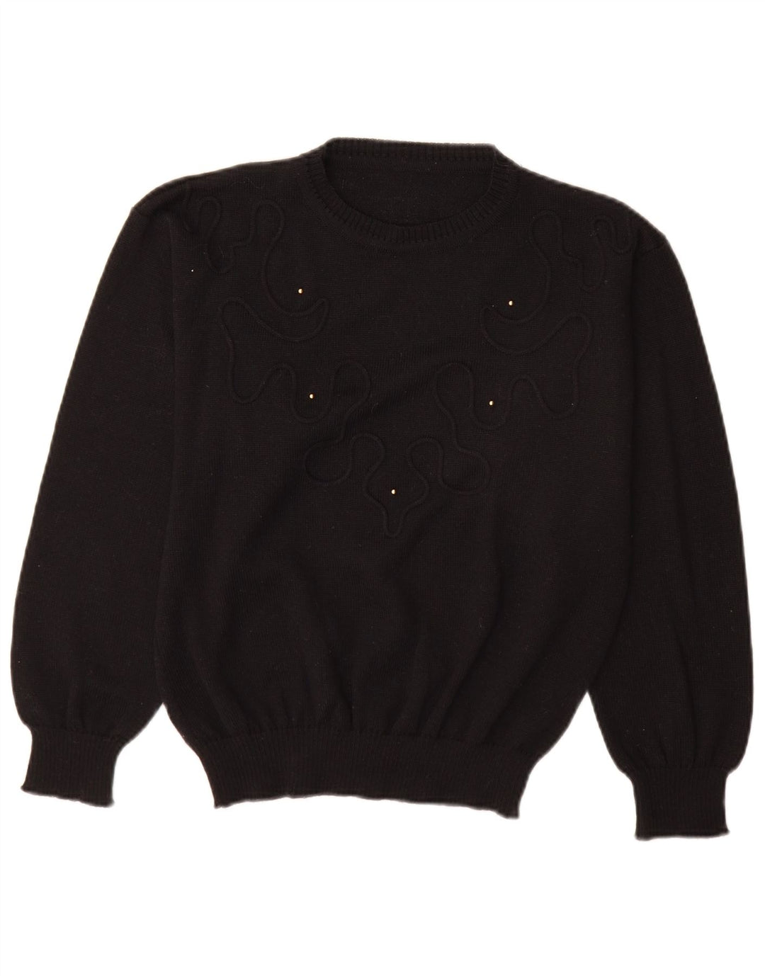 Maglione maglione girocollo da donna vintage EU 40 lana nera media