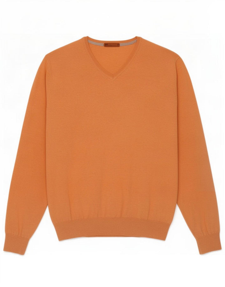 Massimo Dutti Maglione da uomo con scollo a V grande arancione