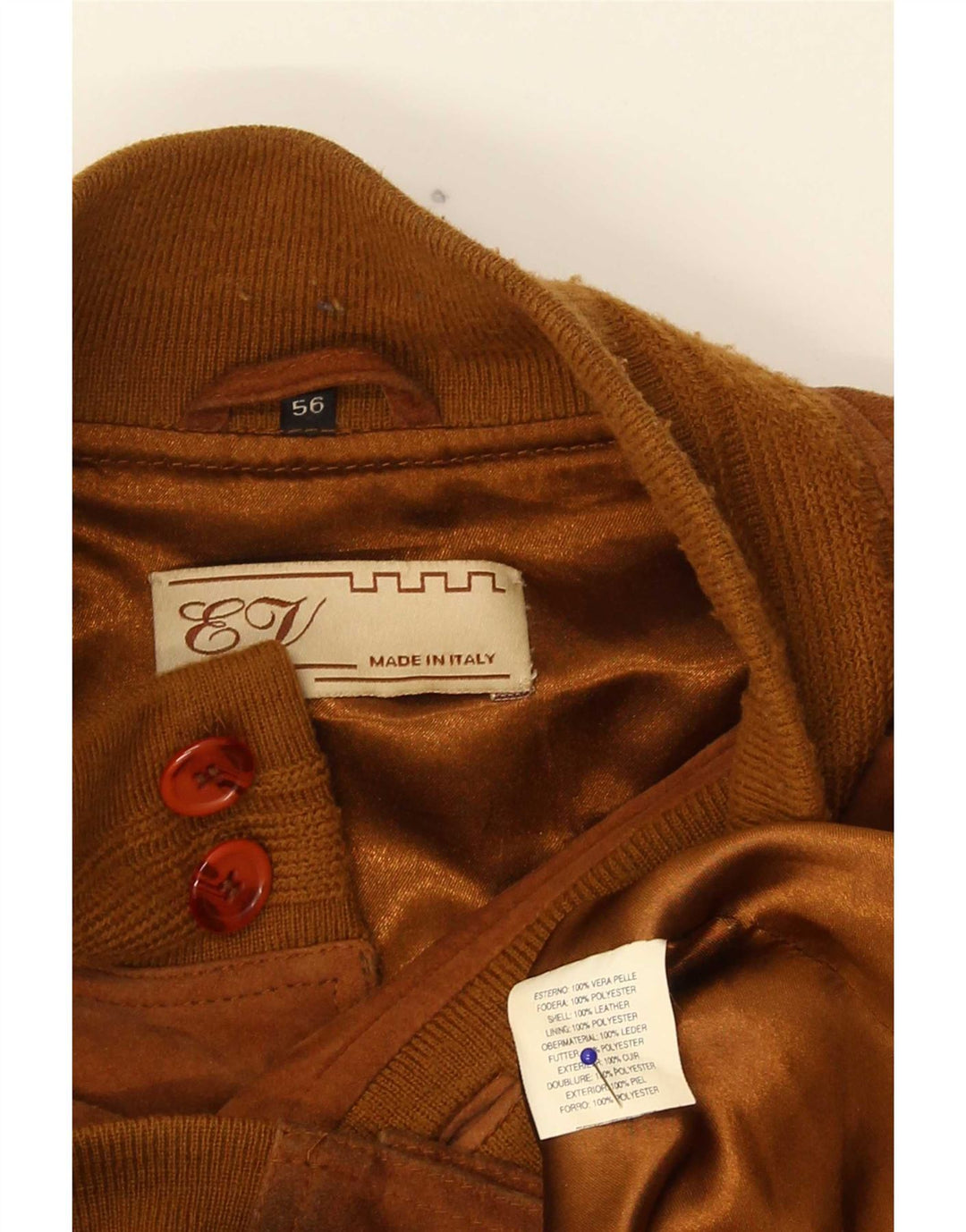 Giubbotto bomber vintage in pelle scamosciata da uomo IT 56 3XL in pelle marrone
