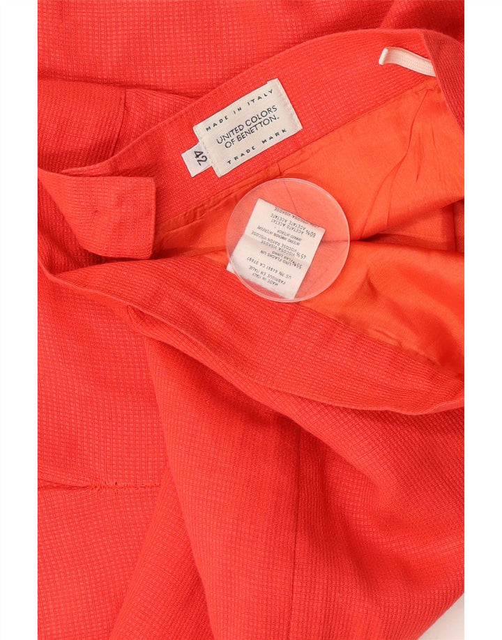 Gonna a Matita Mini da Donna Benetton IT 42 Medium W26 Rosso a Quadri in Lino