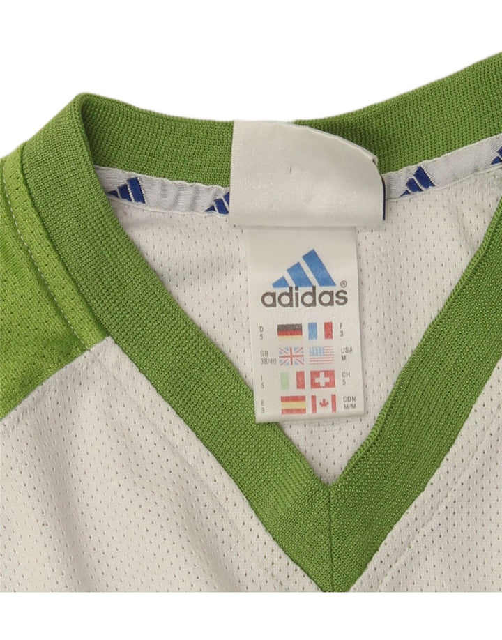 T-shirt grafica da uomo Adidas Top UK 38/40 poliestere color block bianco medio