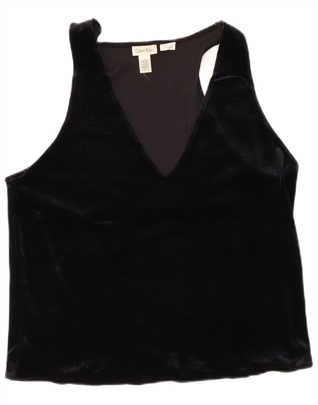 CALVIN KLEIN Camicetta senza maniche da donna UK 14 Large Nero Poliestere