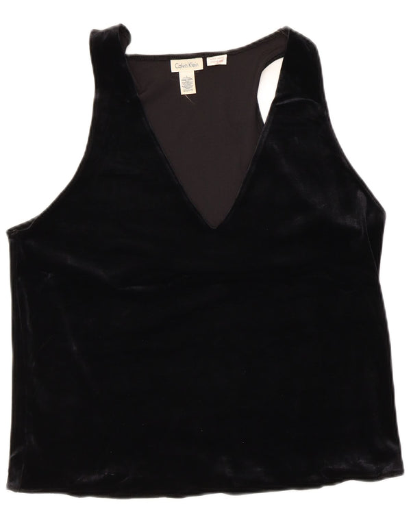 CALVIN KLEIN Camicetta senza maniche da donna UK 14 Large Nero Poliestere