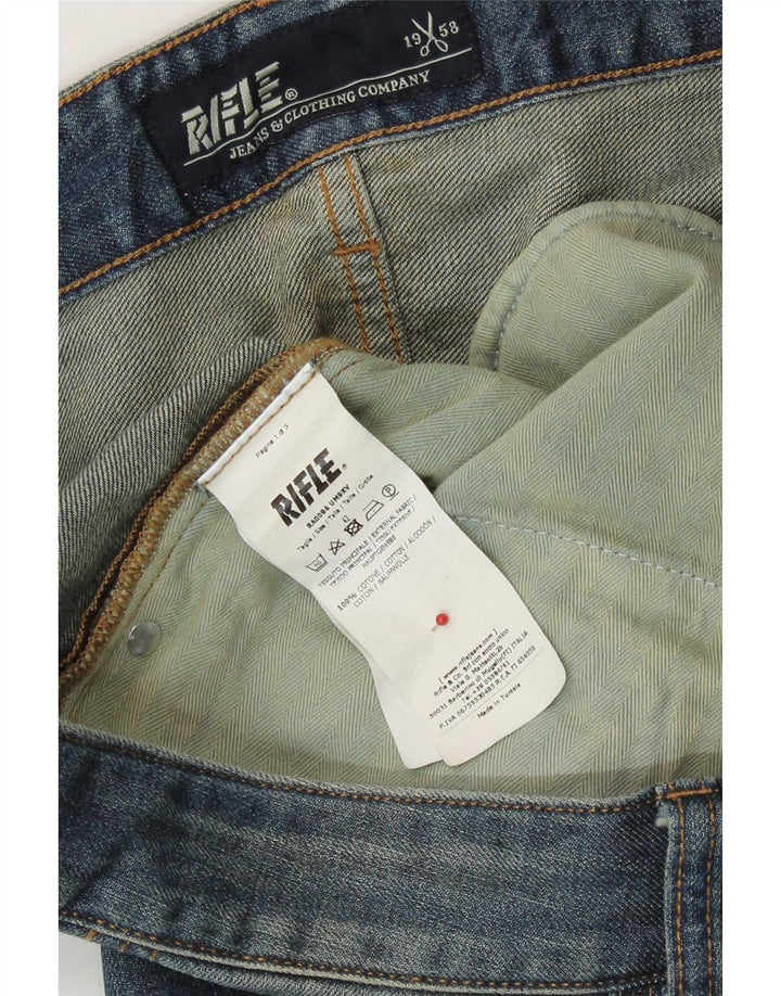 Jeans dritti invecchiati da uomo Rifle W42 L31 in cotone blu