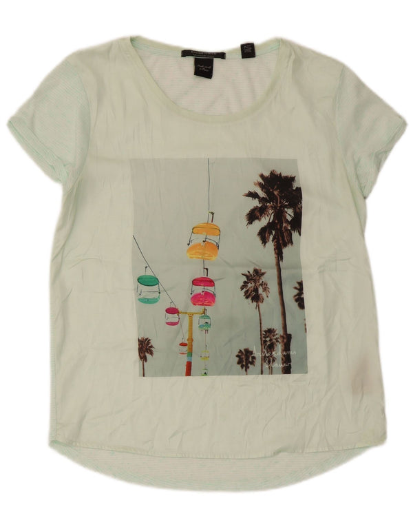T-shirt grafica da donna Maison Scotch Top UK 12 Poliestere verde medio