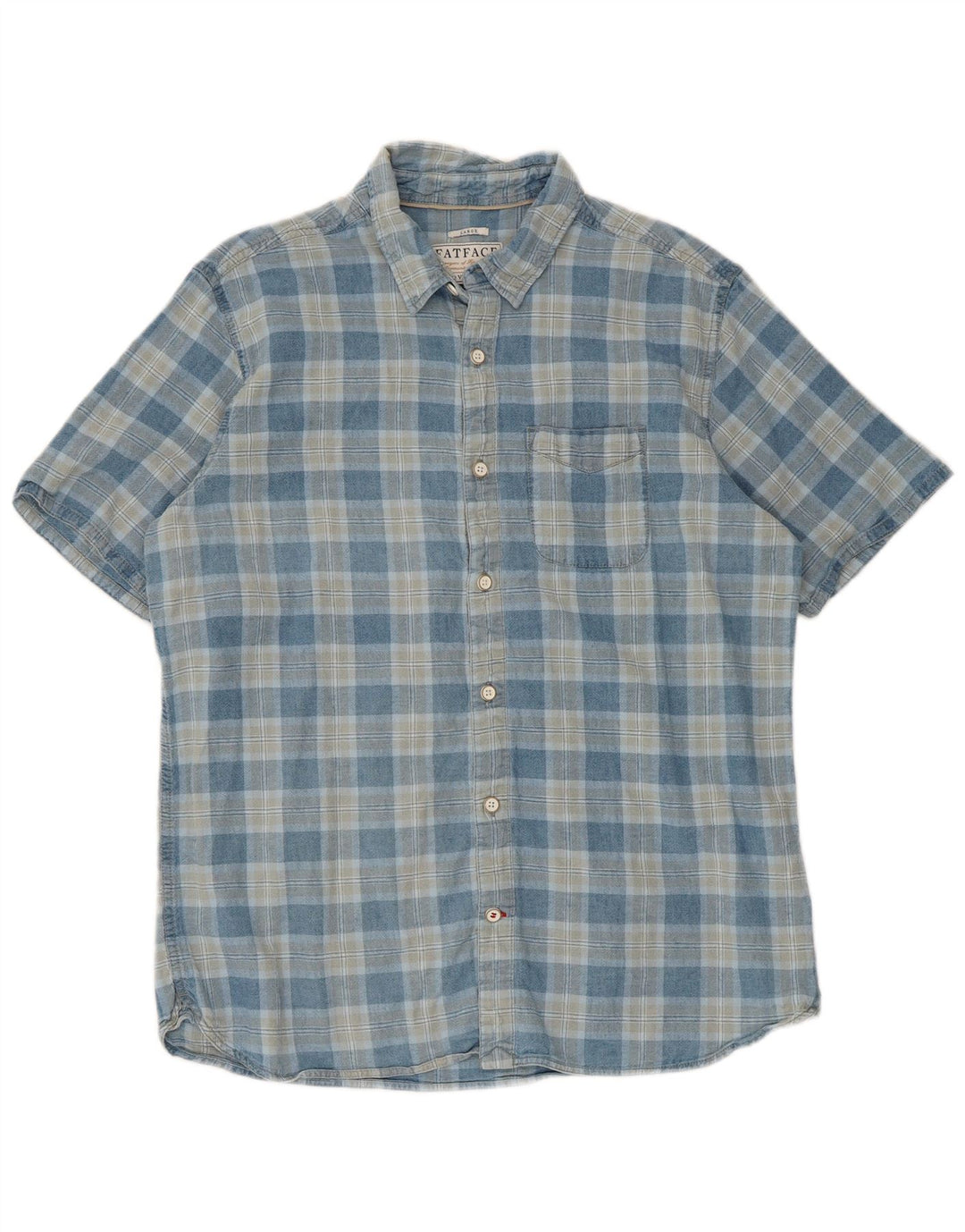 Camicia a maniche corte da uomo Fat Face. Lino a quadri blu grande