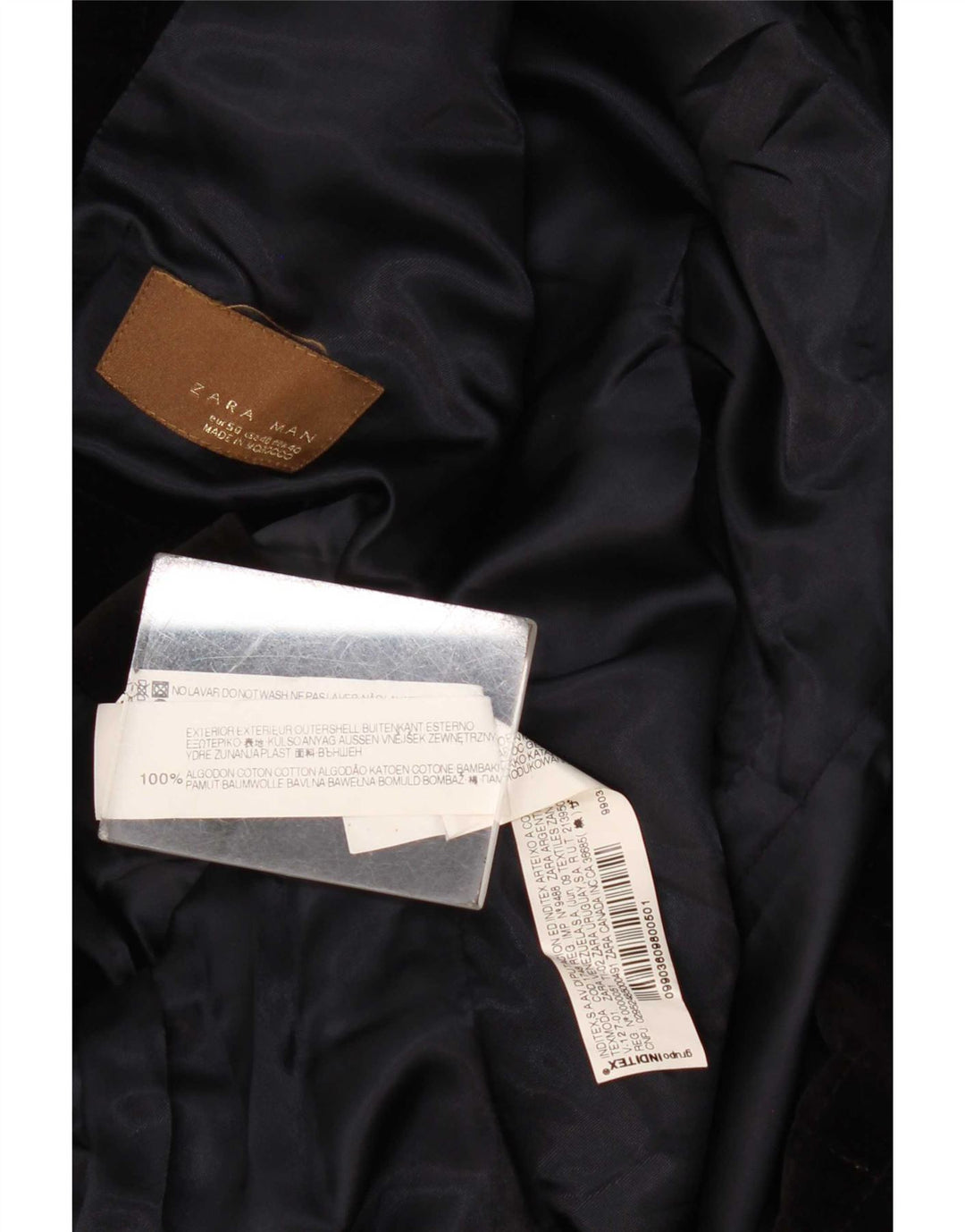 Giacca blazer in velluto da uomo a 1 bottone Zara EU 50 cotone nero medio