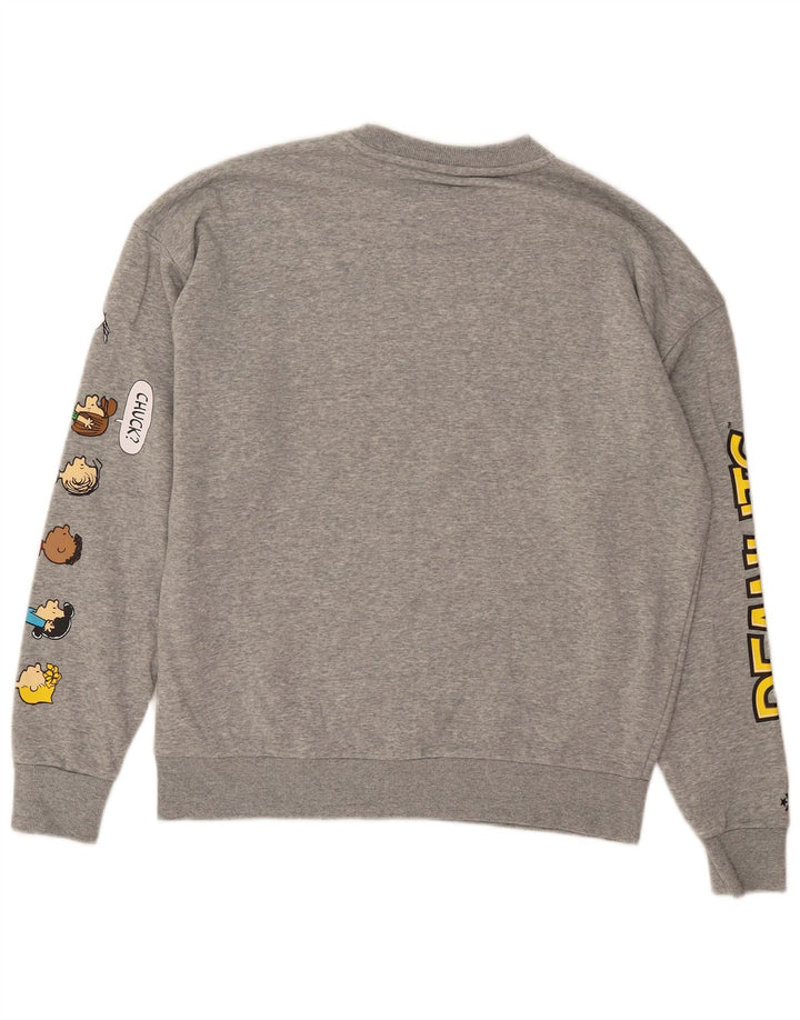 Felpa con grafica Converse da uomo dei Peanuts, in cotone grigio medio