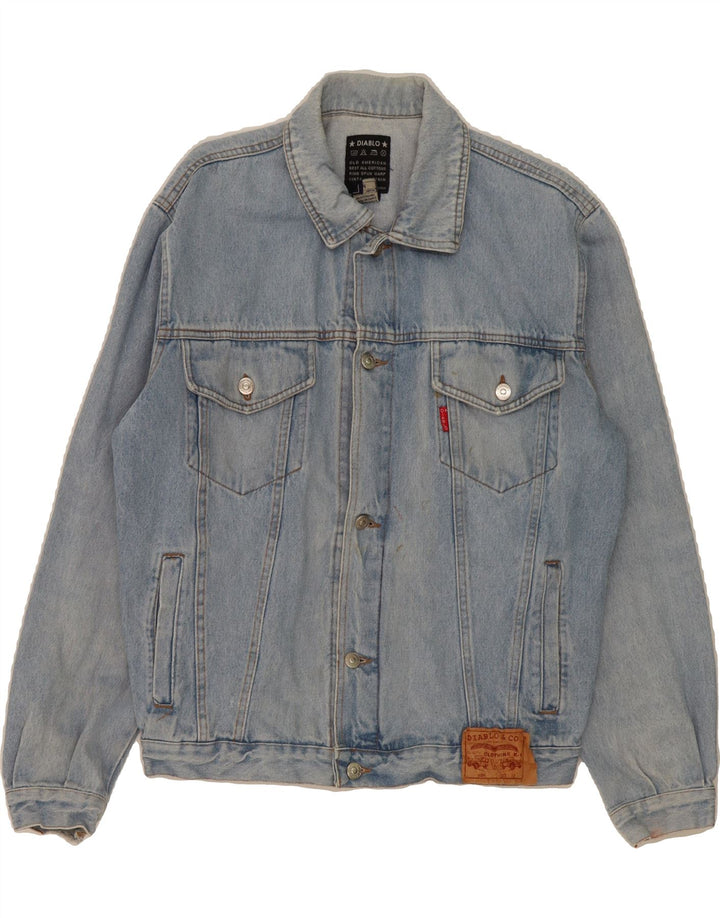 VINTAGE Mens Denim Jacket UK 38 Medium Blue Cotton Vintage Vintage and Second-Hand Vintage from Messina Hembry 