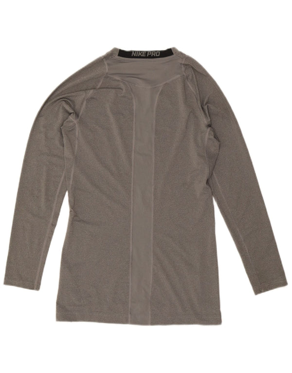 Maglia Nike Dri Fit da uomo a maniche lunghe in poliestere color block grigio medio