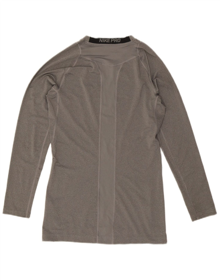 Maglia Nike Dri Fit da uomo a maniche lunghe in poliestere color block grigio medio