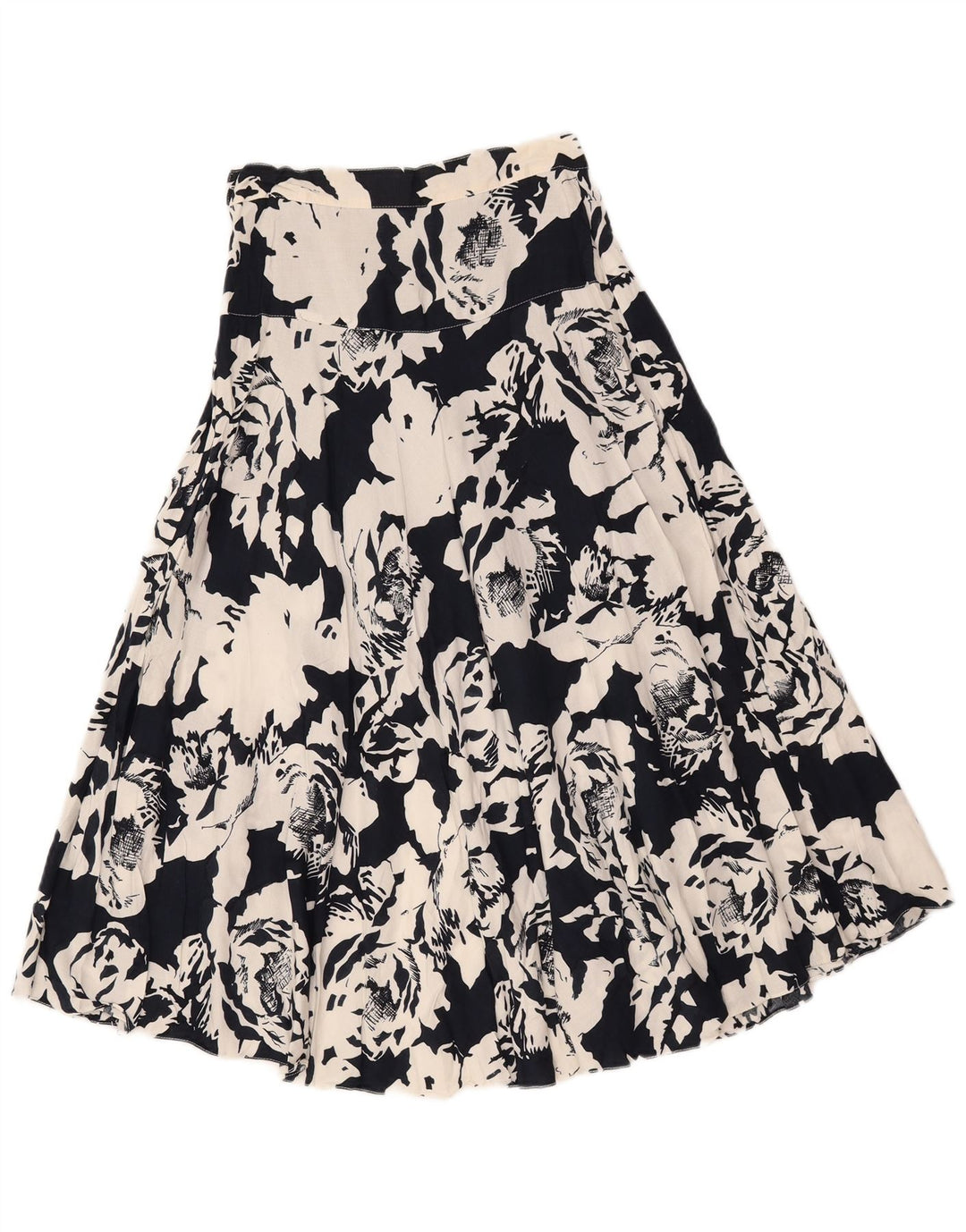 Gonna svasata da donna vintage IT 40 piccola W25 poliestere floreale nero