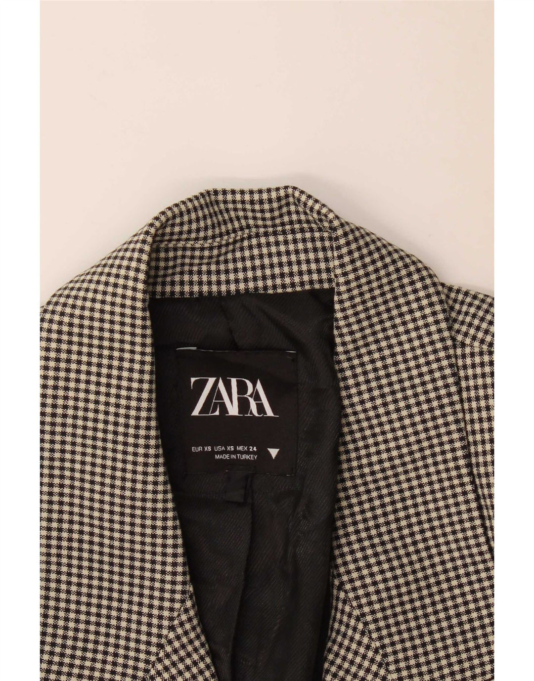 Giacca blazer doppiopetto da donna Zara UK 6 XS nera a quadretti