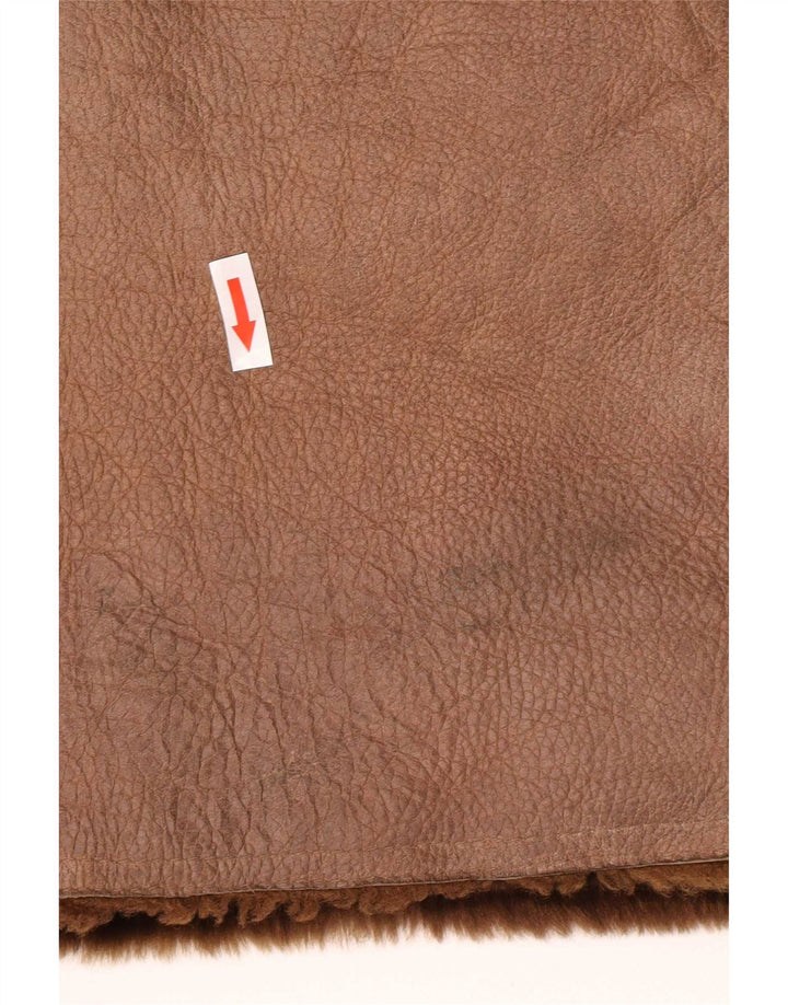 Cappotto in shearling con cappuccio da uomo Coveri EU 54 2XL in pelle marrone