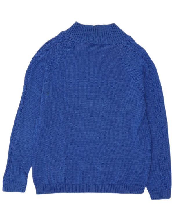 Maglione vintage da uomo con scollo a V blu medio