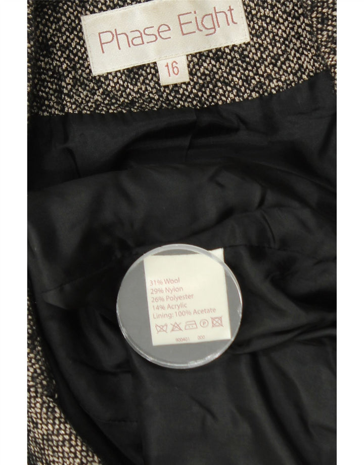 Giacca blazer a 3 bottoni da donna Phase Eight UK 16 Grande lana screziata nera