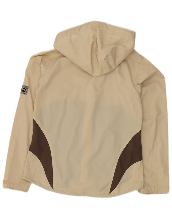 JACK WOLFSKIN Giacca antipioggia oversize da donna UK 10 Small Beige Colourblock