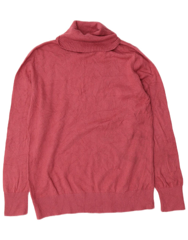 Maglione maglione a collo alto da donna L.L.Bean UK 16 grande cotone rosa