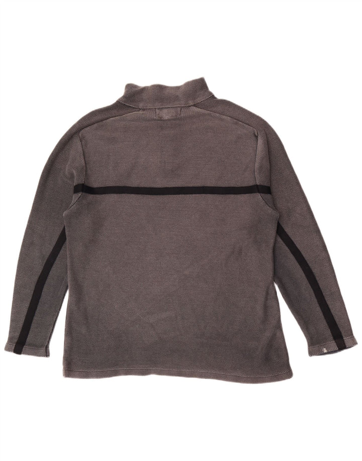WEIRD FISH Felpa da uomo con collo con zip, maglione piccolo in cotone color block grigio