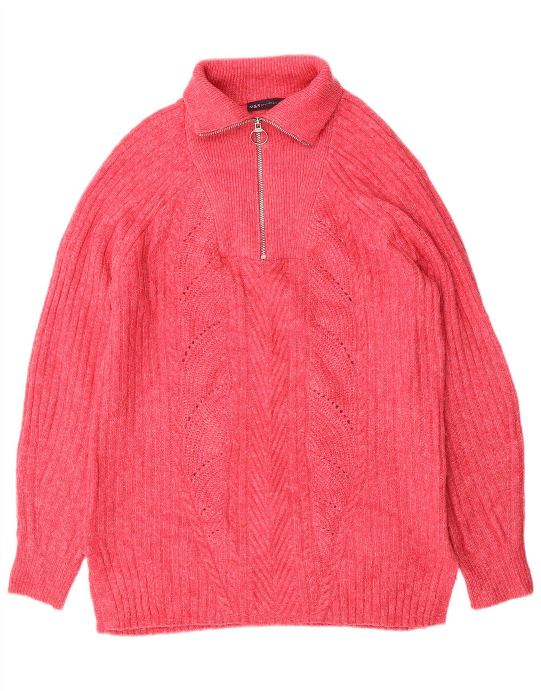 Maglione da donna Marks & Spencer con collo lungo e zip, UK 10 piccolo rosa