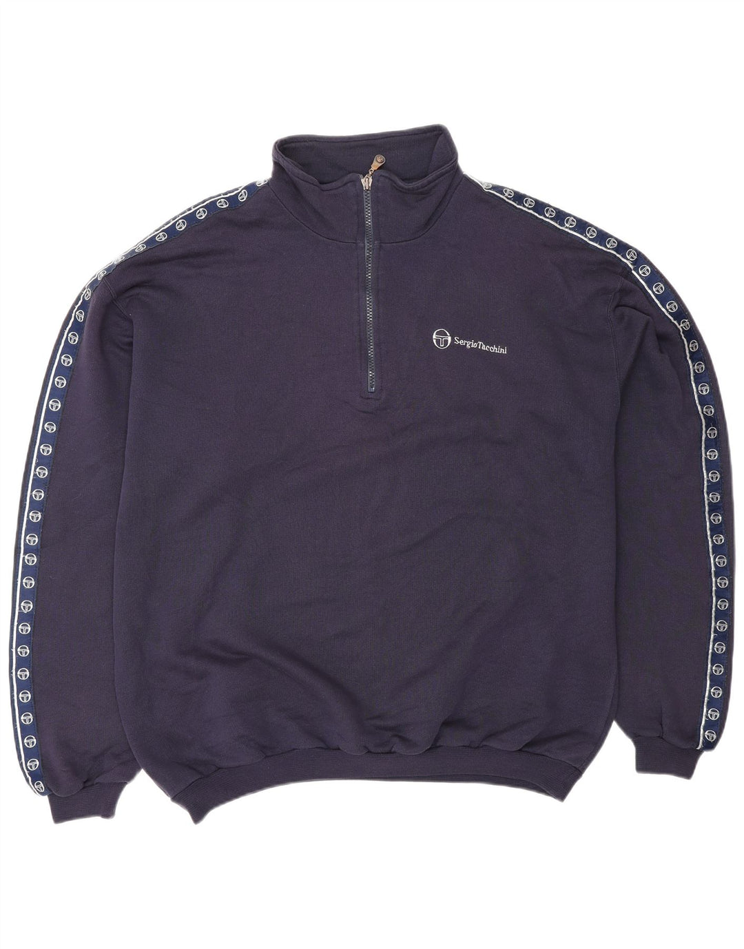 SERGIO TACCHINI Felpa da uomo con collo con zip grafica Maglione XL Blu navy