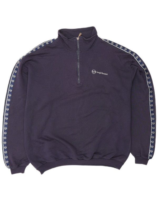 SERGIO TACCHINI Felpa da uomo con collo con zip grafica Maglione XL Blu navy