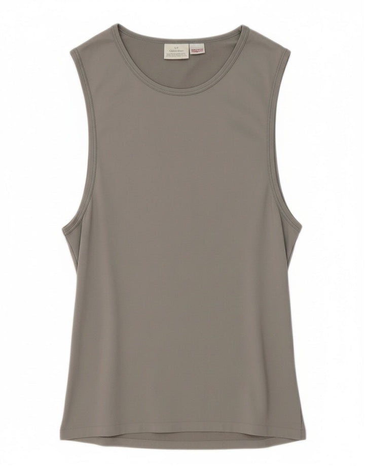 CALVIN KLEIN Mens Vest Top Large Grey Nylon