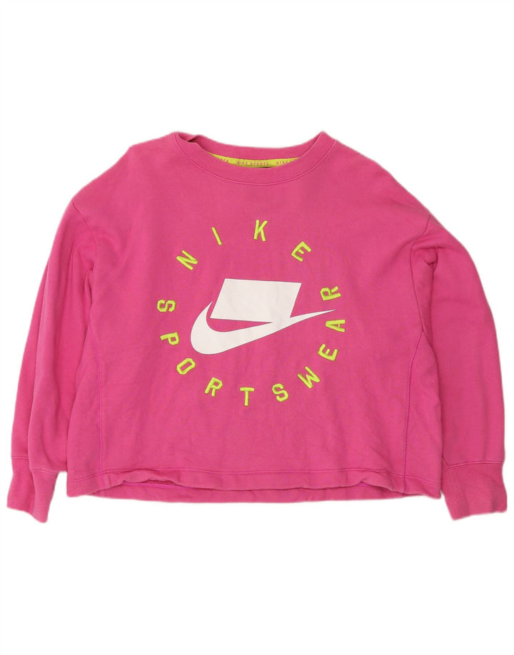 Felpa oversize con grafica Nike da donna UK 10 piccola in cotone rosa