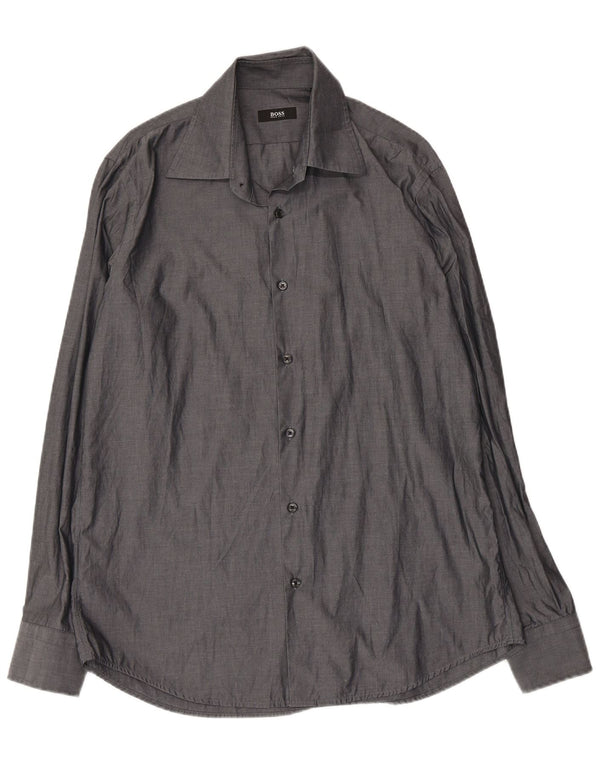 Camicia da uomo Hugo Boss taglia 42 16 1/2 grande cotone grigio