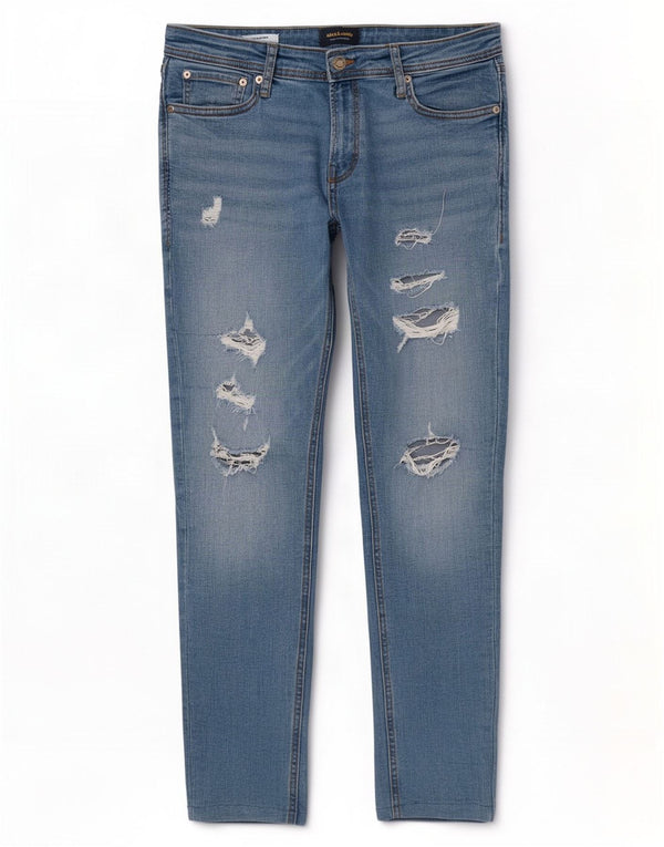 Jack & Jones Jeans skinny effetto consumato Liam da uomo W33 L29 cotone blu