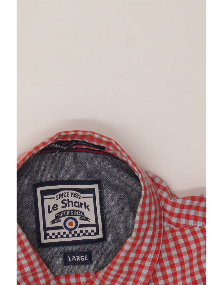 Camicia da uomo Le Shark Large in cotone a quadretti rossi