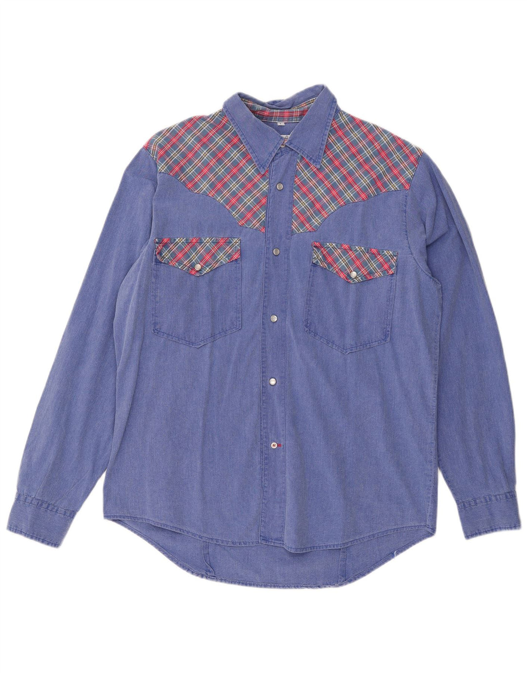 Camicia in denim da uomo Cocoa, cotone a quadri blu grandi