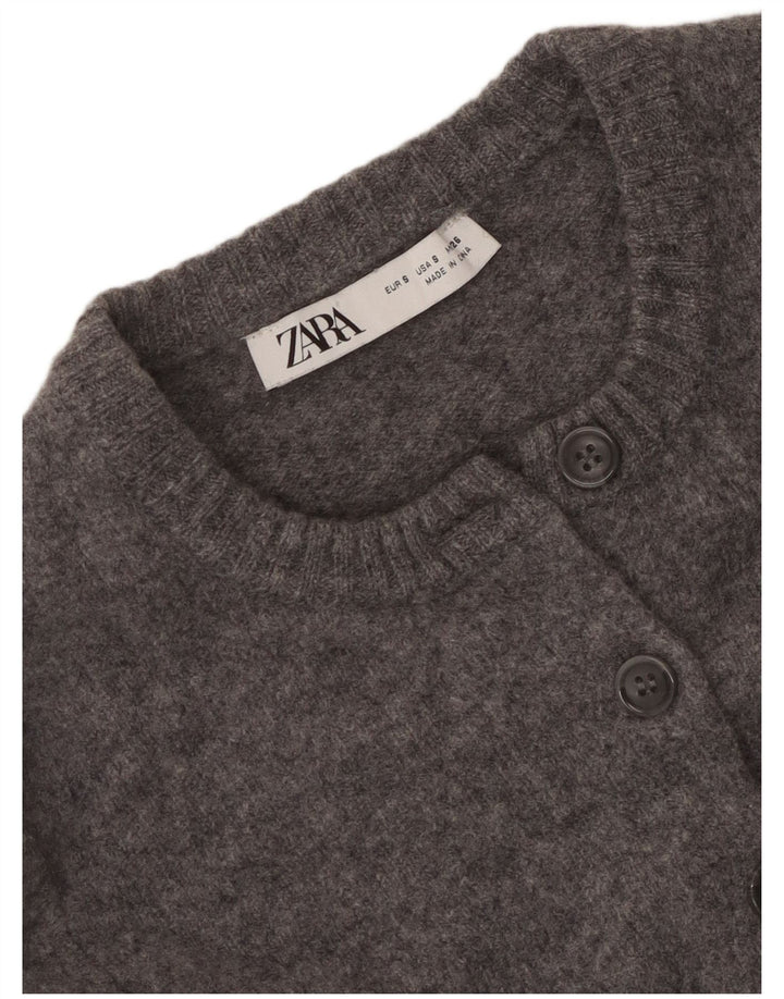 Maglione cardigan corto Zara da donna UK 10 piccolo grigio