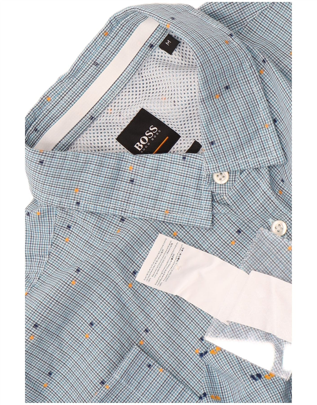 Camicia a maniche corte da uomo Hugo Boss in cotone a quadri blu medio