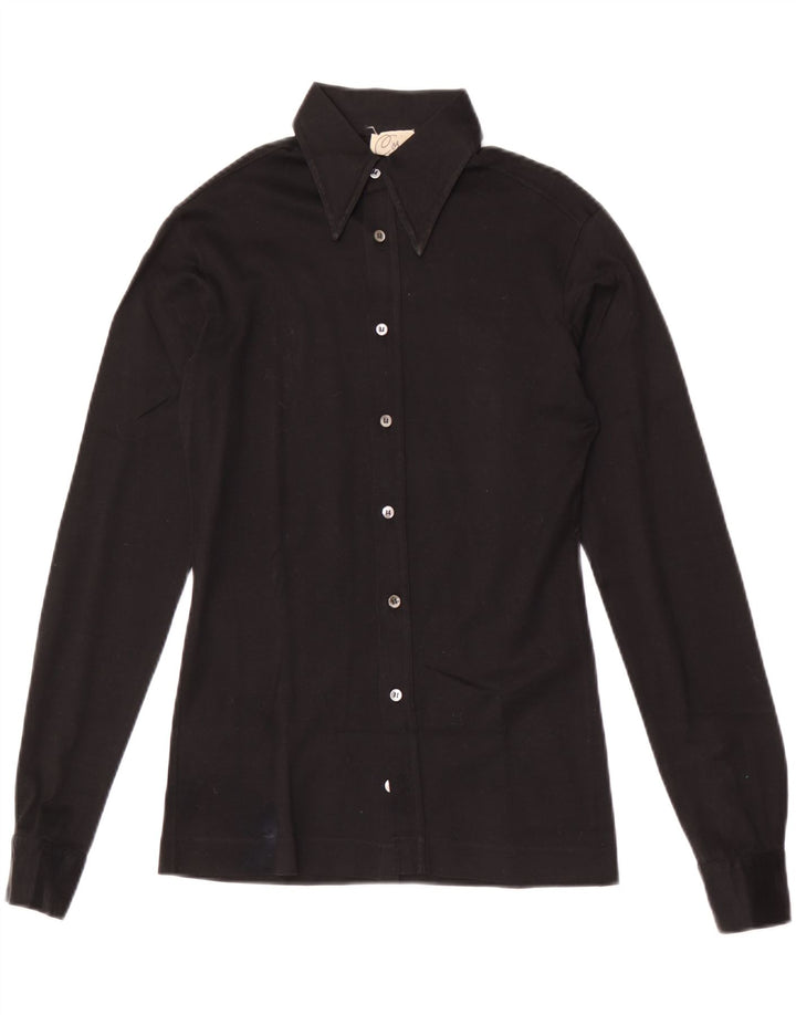 Camicia vintage da donna UK 10 piccola nera