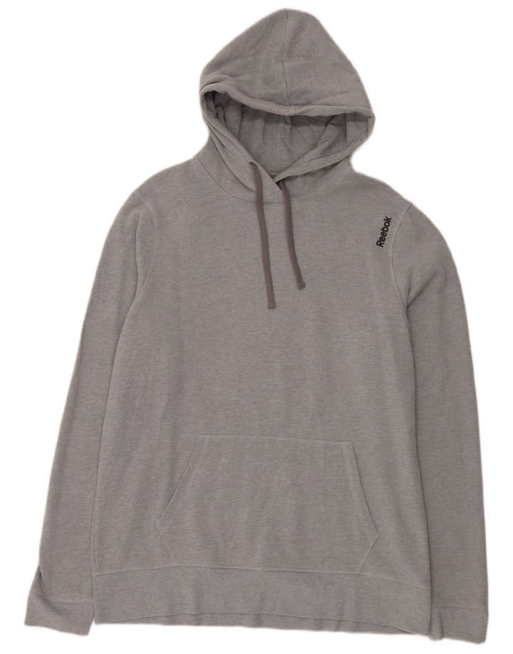 Felpa con cappuccio da uomo Reebok grande in cotone grigio