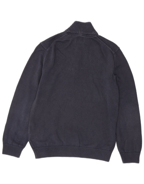 Gant Maglione da uomo con zip e collo grande in cotone blu navy