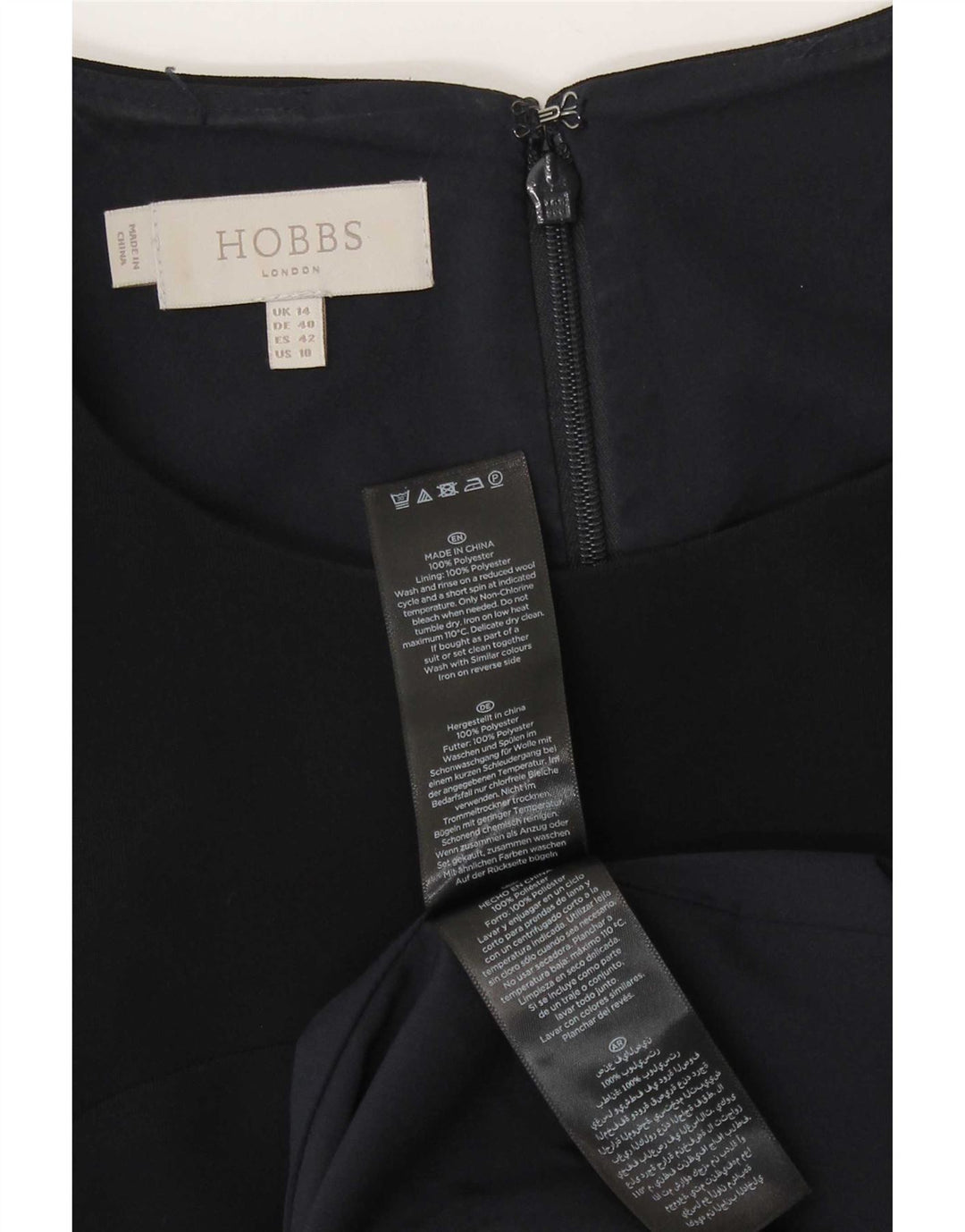 Abito tubino senza maniche da donna Hobbs UK 14 grande poliestere blu navy