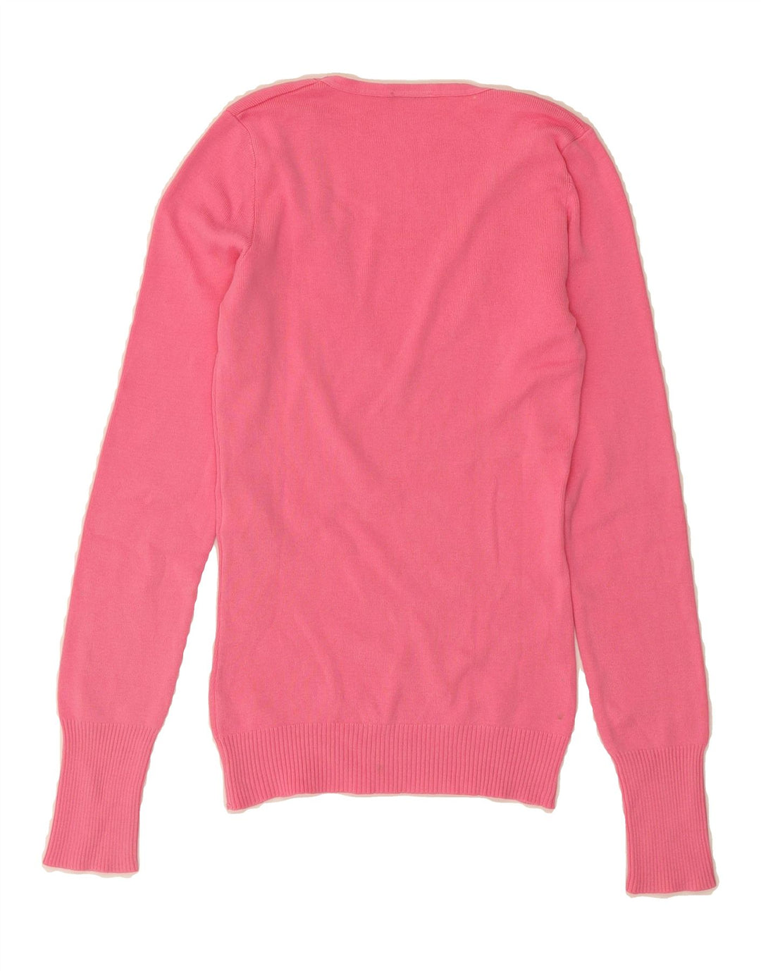 BENETTON Womens V-Neck Jumper Sweater UK 12 Medium Pink Cotton Vintage Benetton and Second-Hand Benetton from Messina Hembry 