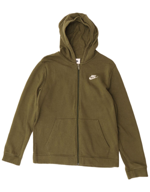 Felpa con cappuccio e zip per ragazze Nike 13-14 anni XL verde cotone sportivo
