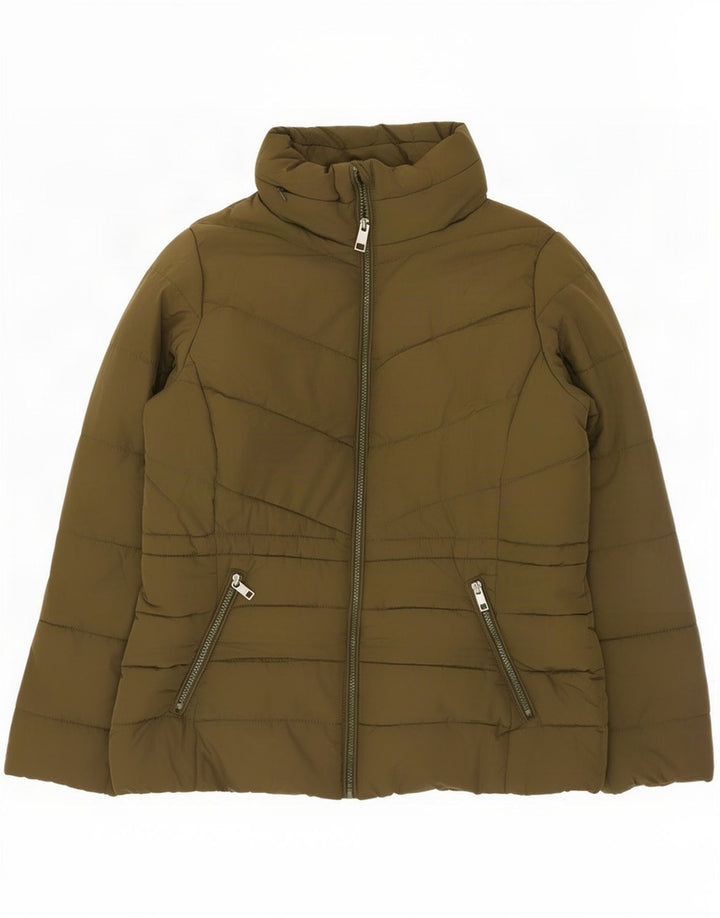 Giacca imbottita da donna Marks & Spencer UK 14 grande poliestere kaki
