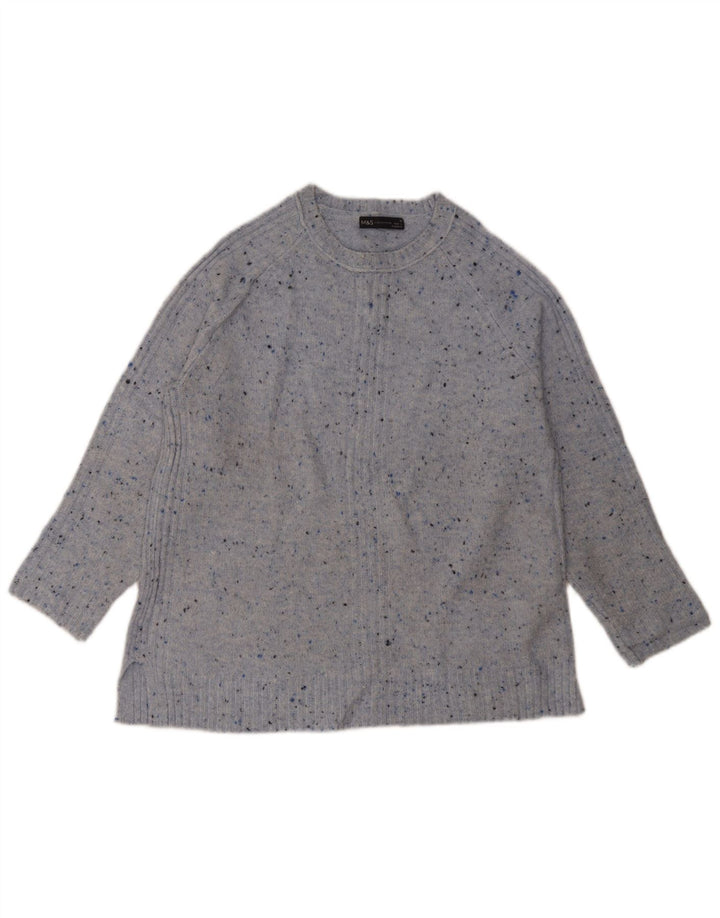 Maglione maglione girocollo da donna Marks & Spencer UK 14 Blu medio screziato