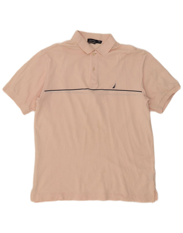 Polo da uomo Nautica grande in cotone a righe rosa
