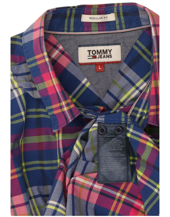 TOMMY HILFIGER Camicia da uomo vestibilità regolare grande cotone a quadri multicolore