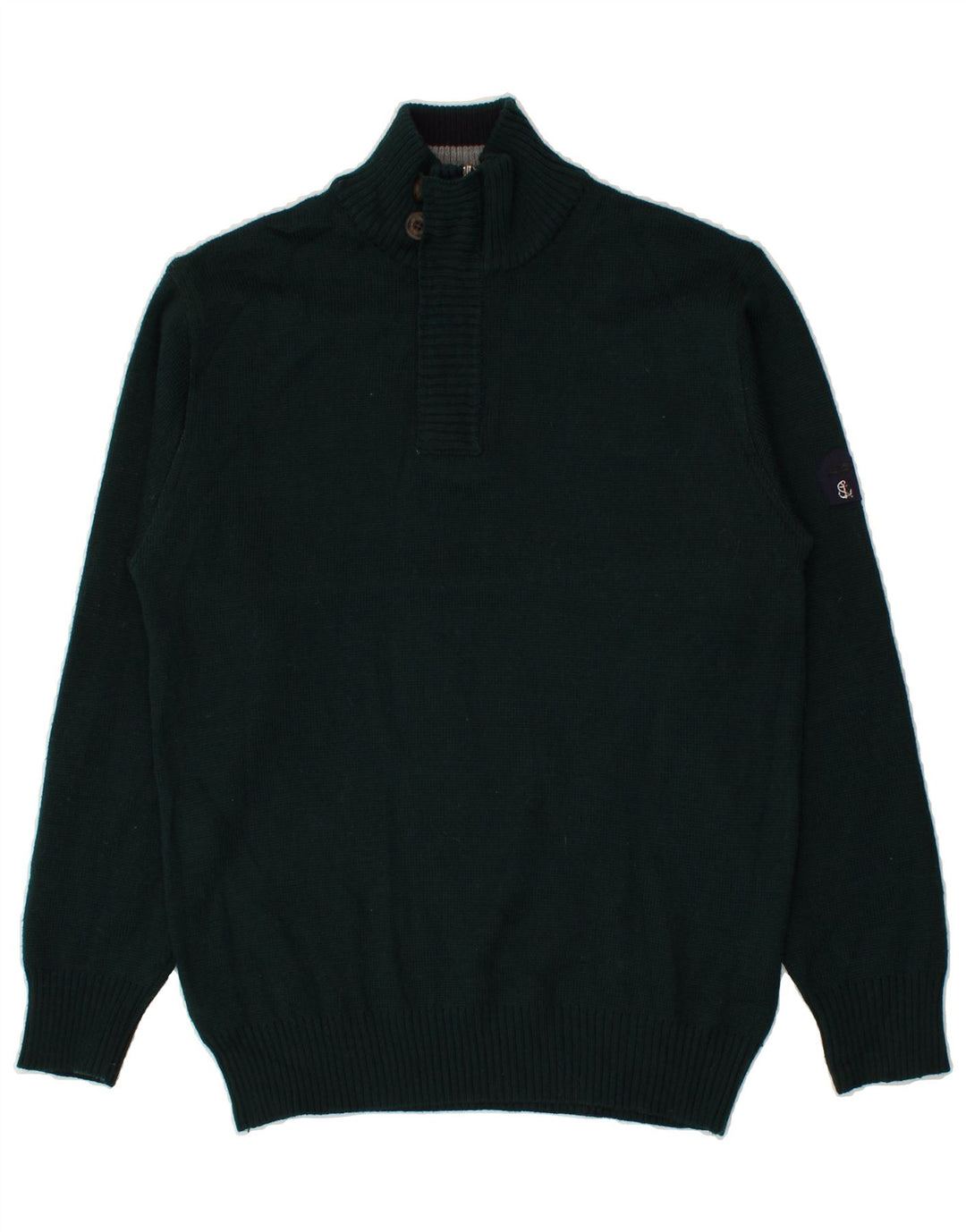 VINTAGE Mens Button Neck Jumper Sweater Large Green | Vintage Vintage | Thrift | Second-Hand Vintage | Used Clothing | Messina Hembry 