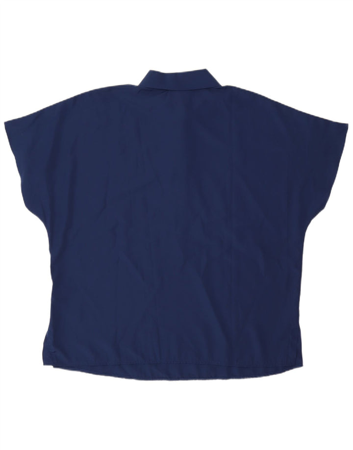 Polo oversize da donna vintage UK 18 XL poliestere blu navy