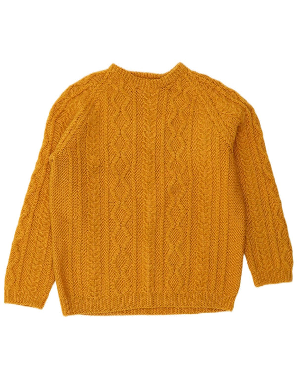 Maglione maglione vintage da donna con scollo a barca UK 16 grande giallo