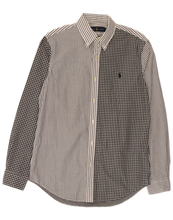 Camicia da uomo Ralph Lauren piccola in cotone patchwork nero